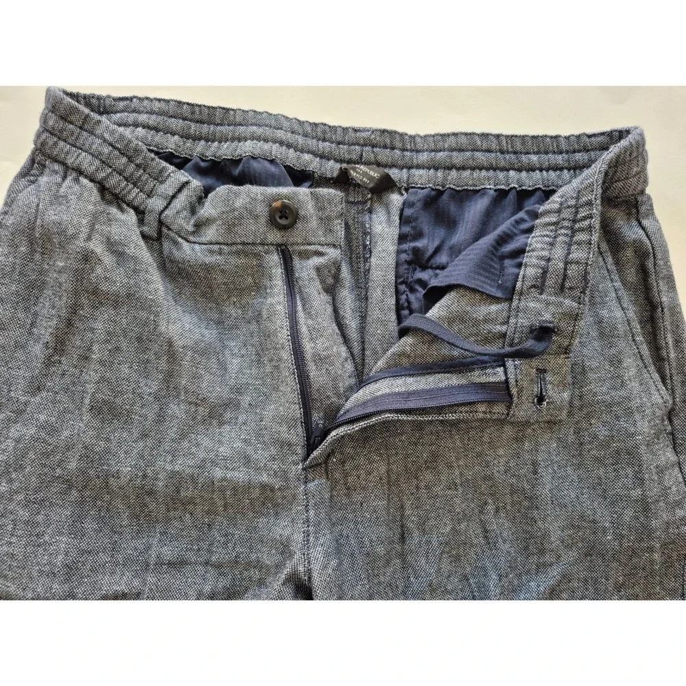 Banana Republic Athletic Fit Linen Cotton Pants Navy Blue Mens 32x32 S/583343-02